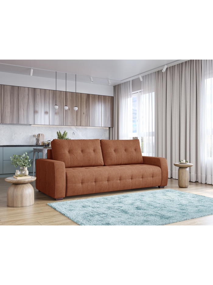 Диван прямой «Санрайз», НПБ, еврокнижка, цвет кирпичный ultra terra